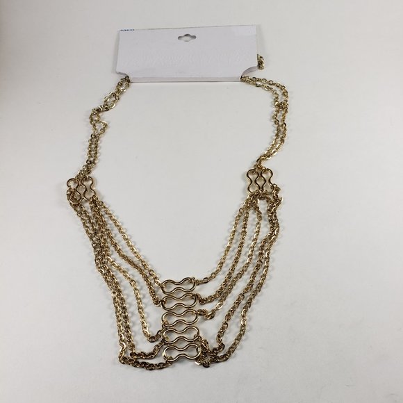 Jewelry - Polished Multi strand Gold-tone Statement Necklace